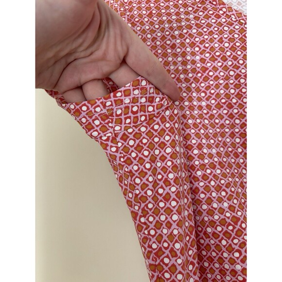 J‎ McLaughlin Catalina Cloth Faux Wrap Dress Small Pink Orange White Geometric - Picture 5 of 7